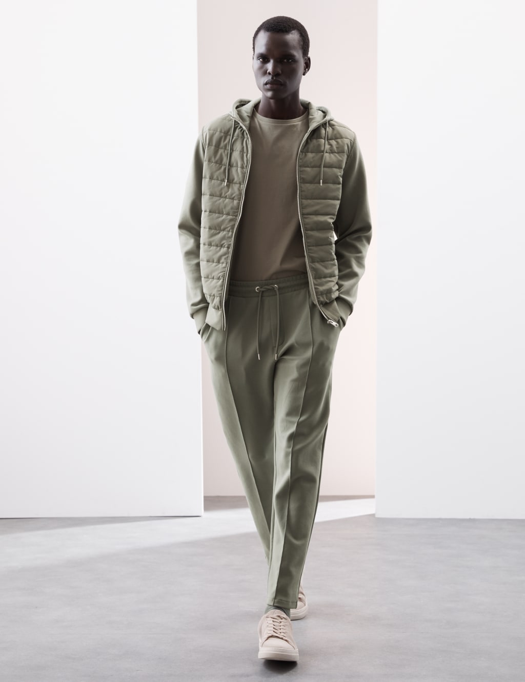 Cotton Rich Pintuck Straight Leg Joggers