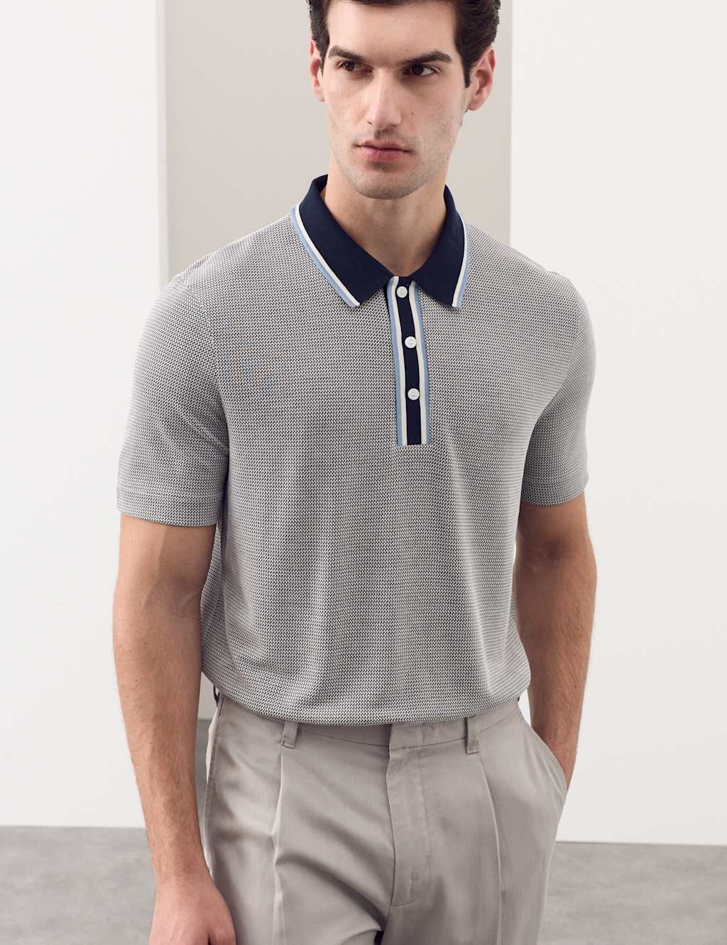 Autograph Men's Modal Rich Tipped Soft Polo Shirt - L - Dark Navy