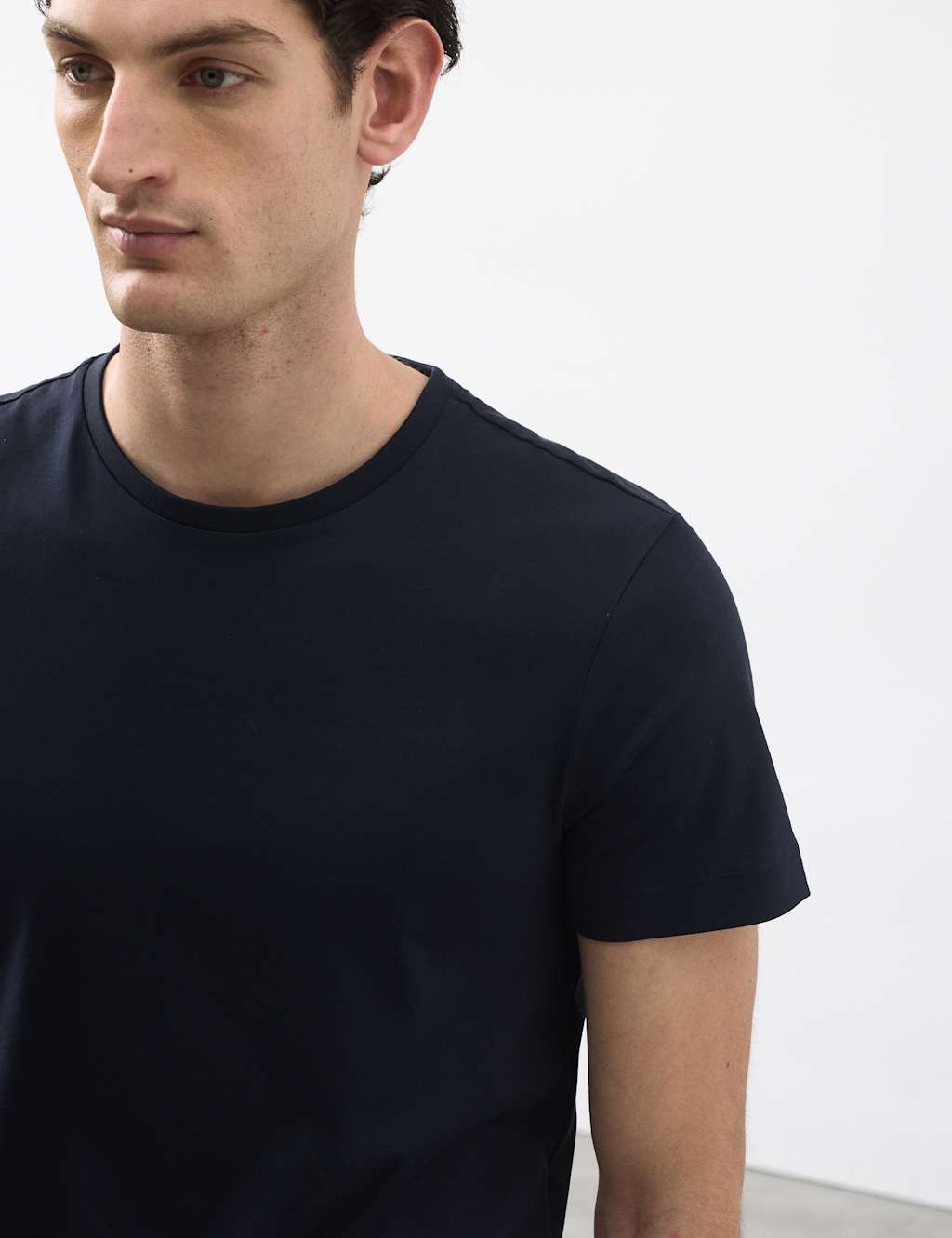 Autograph Men's Pure Supima Cotton Slim Fit Crew Neck T Shirt - L - Dark Navy