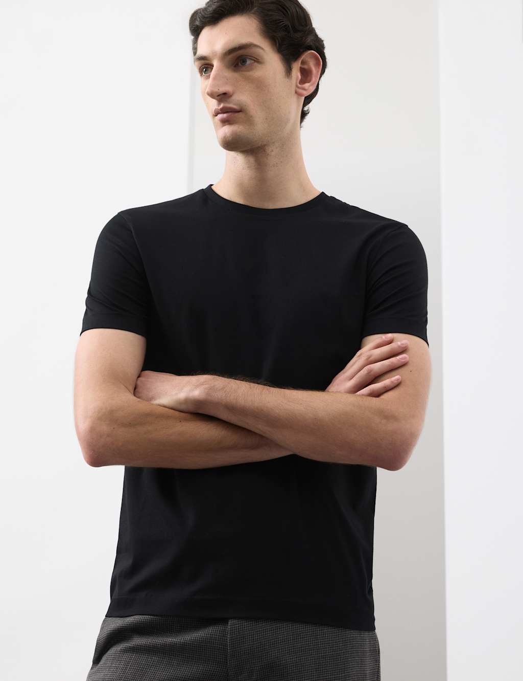 Autograph Men's Pure Supima Cotton Slim Fit Crew Neck T Shirt - M - Black