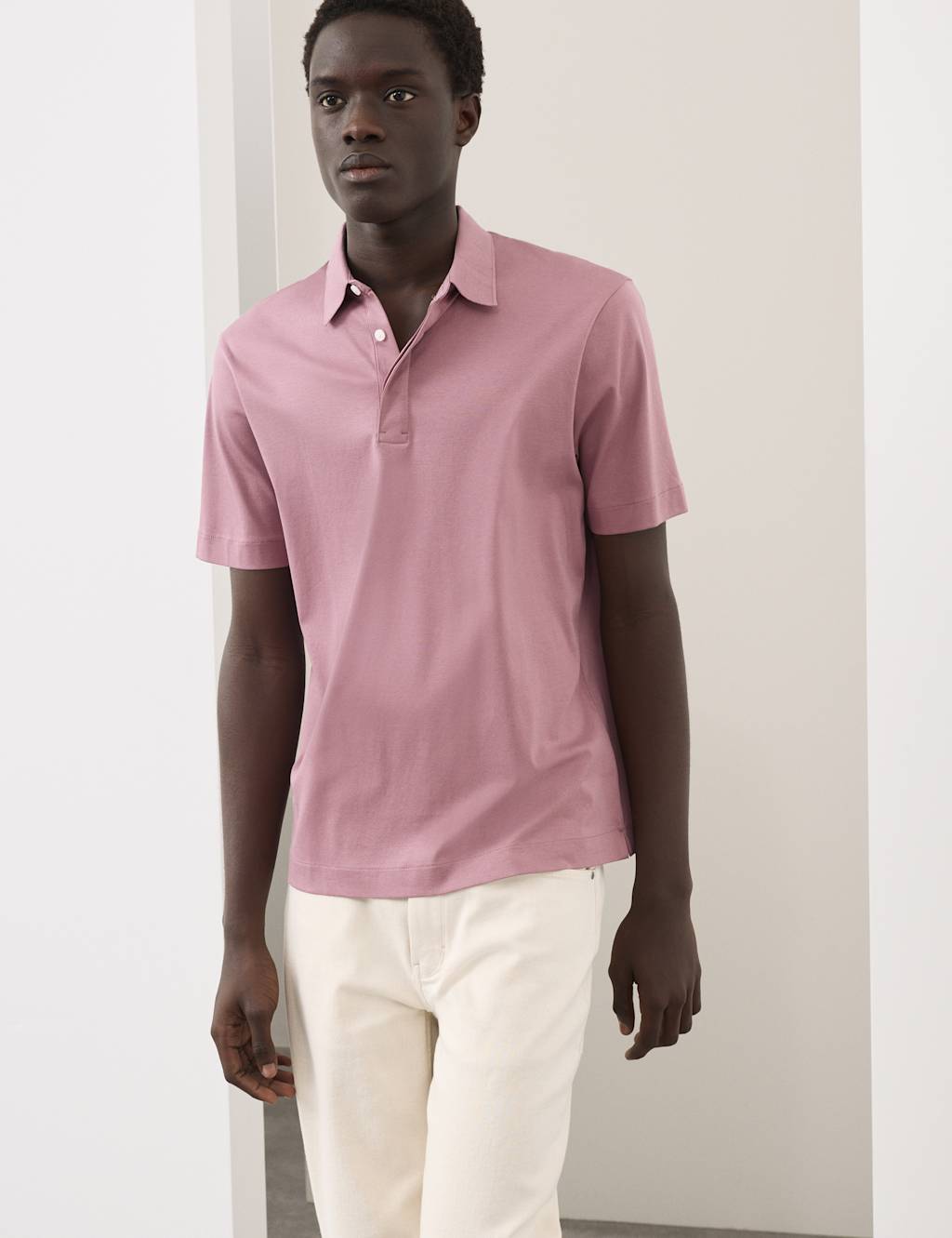 Autograph Men's Pure Supima Cotton Polo Shirt - L - Dusted Pink