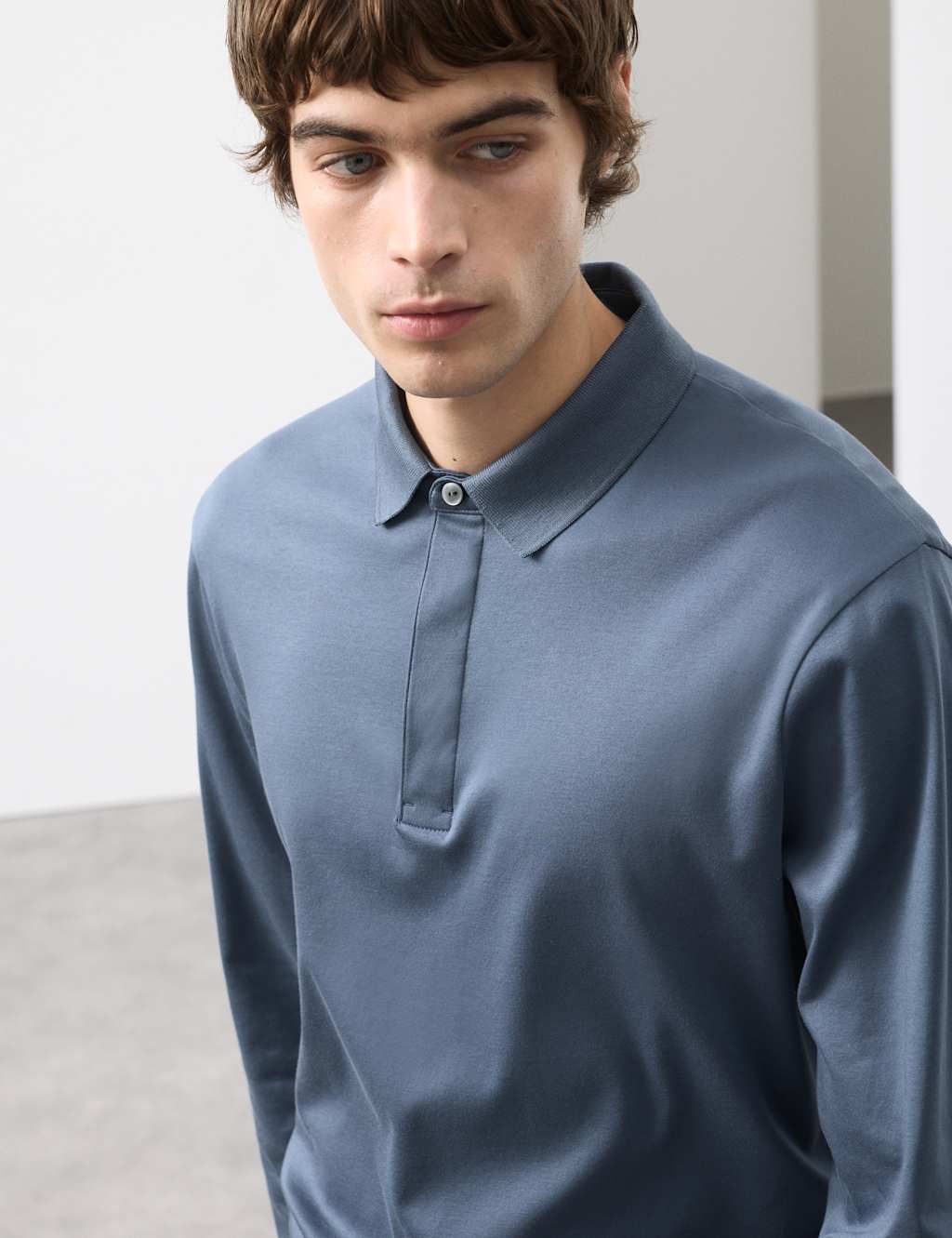 Autograph Pure Supima Cotton Polo Shirt Mid Blue