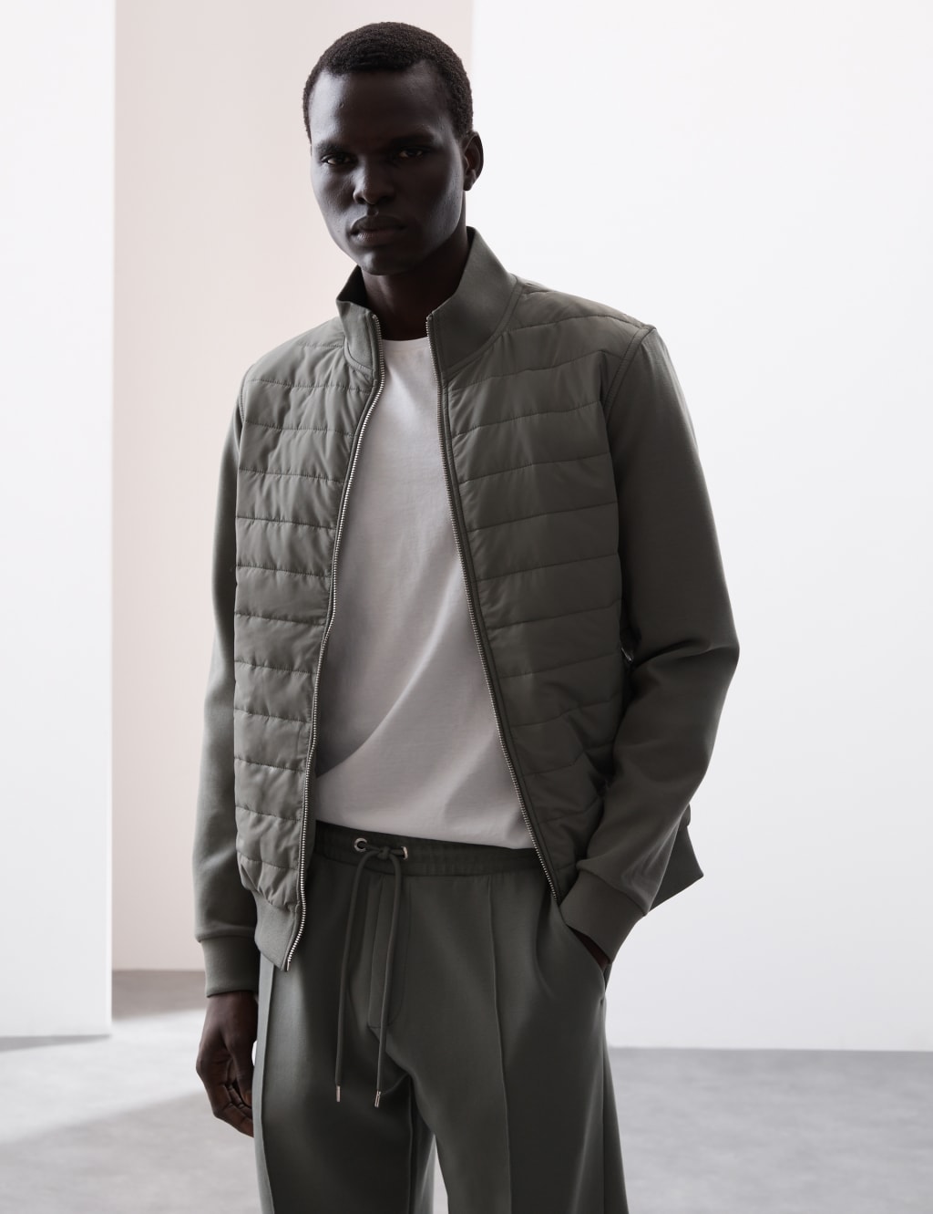 Cotton Rich Zip Up Quilted Jacket