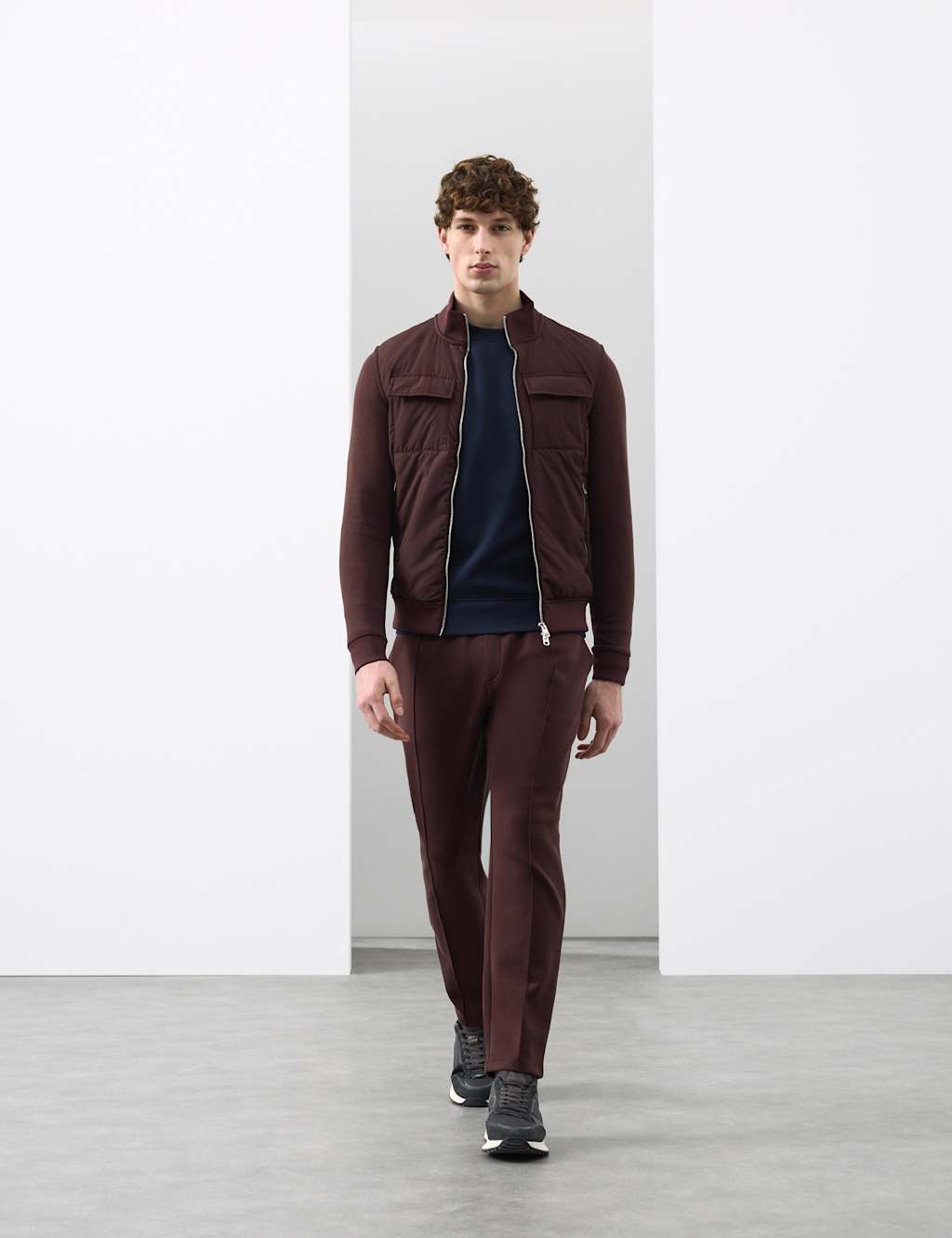 Autograph Cotton Rich Zip Up Pocket Jacket Dark Chocolate