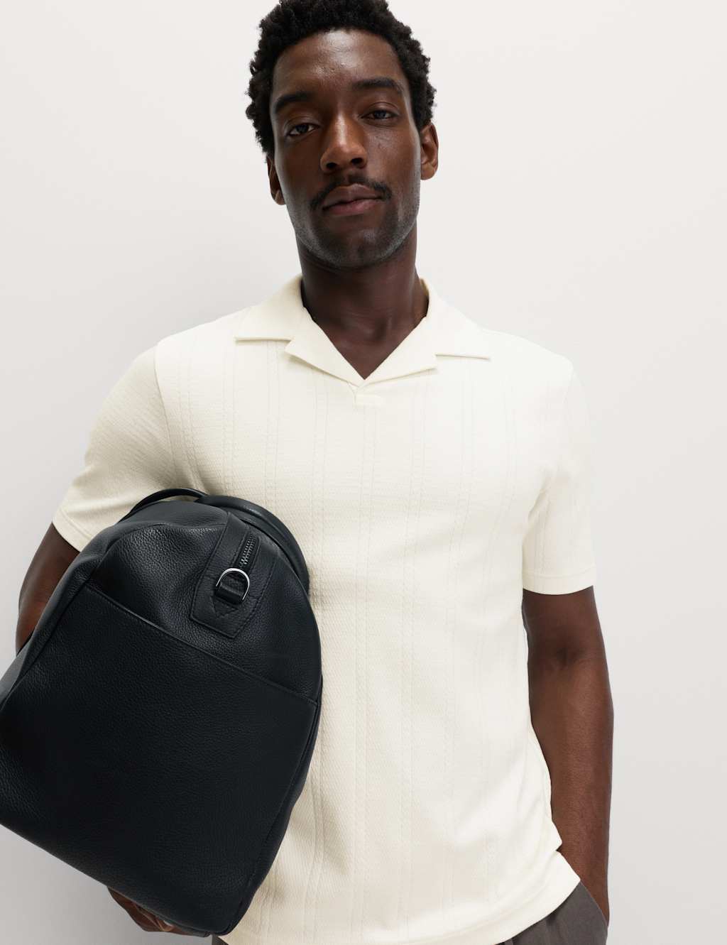 M&S Pure Cotton Revere Polo Shirt Ivory