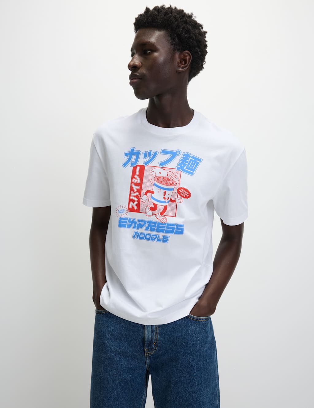 Oversized Pure Cotton Noodles Graphic T-Shirt
