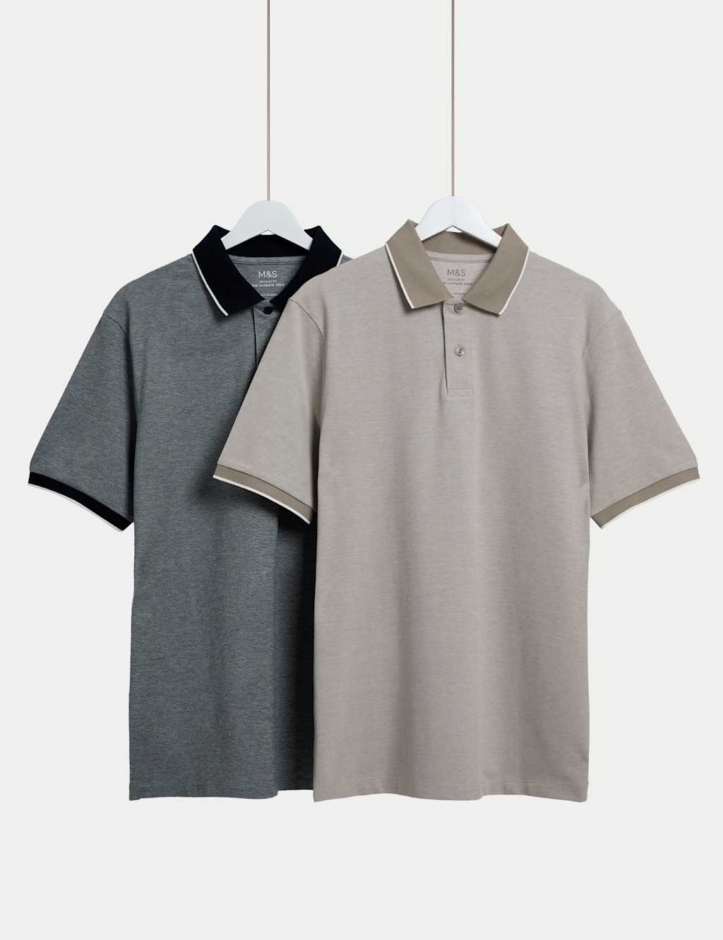 2pk Cotton Rich Tipped Polo Shirts