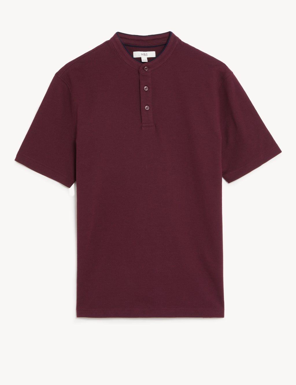 Cotton Rich Grandad Collar Polo Shirt