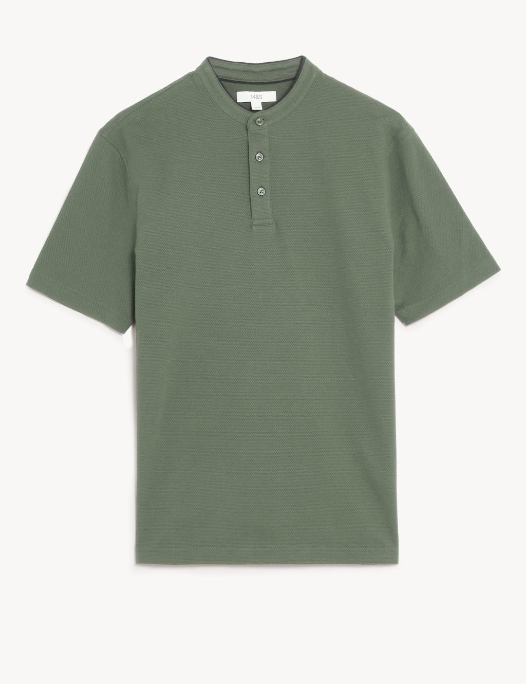 Cotton Rich Grandad Collar Polo Shirt