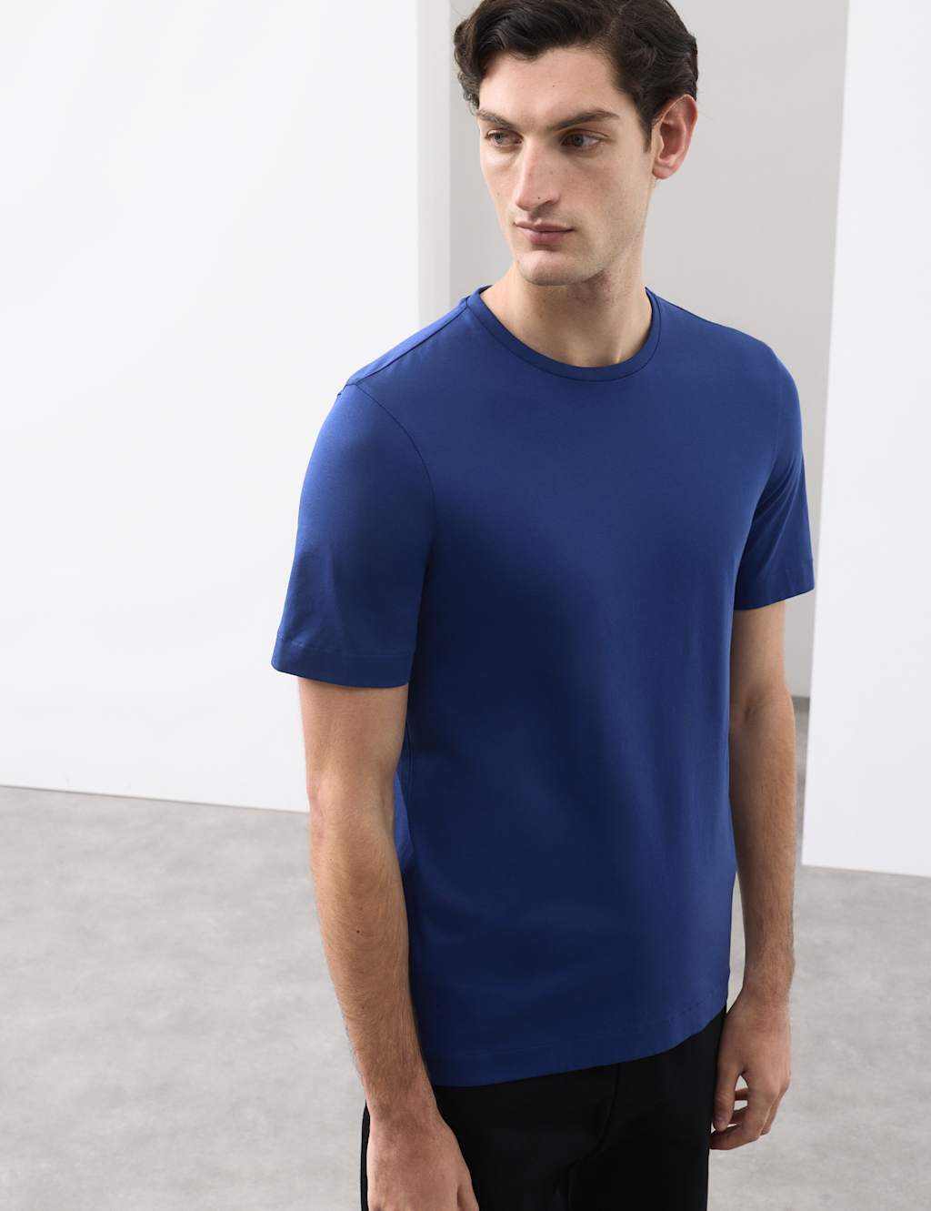 Autograph Men's Pure Supima Cotton Performance Crew Neck T-shirt - S - Dark Blue