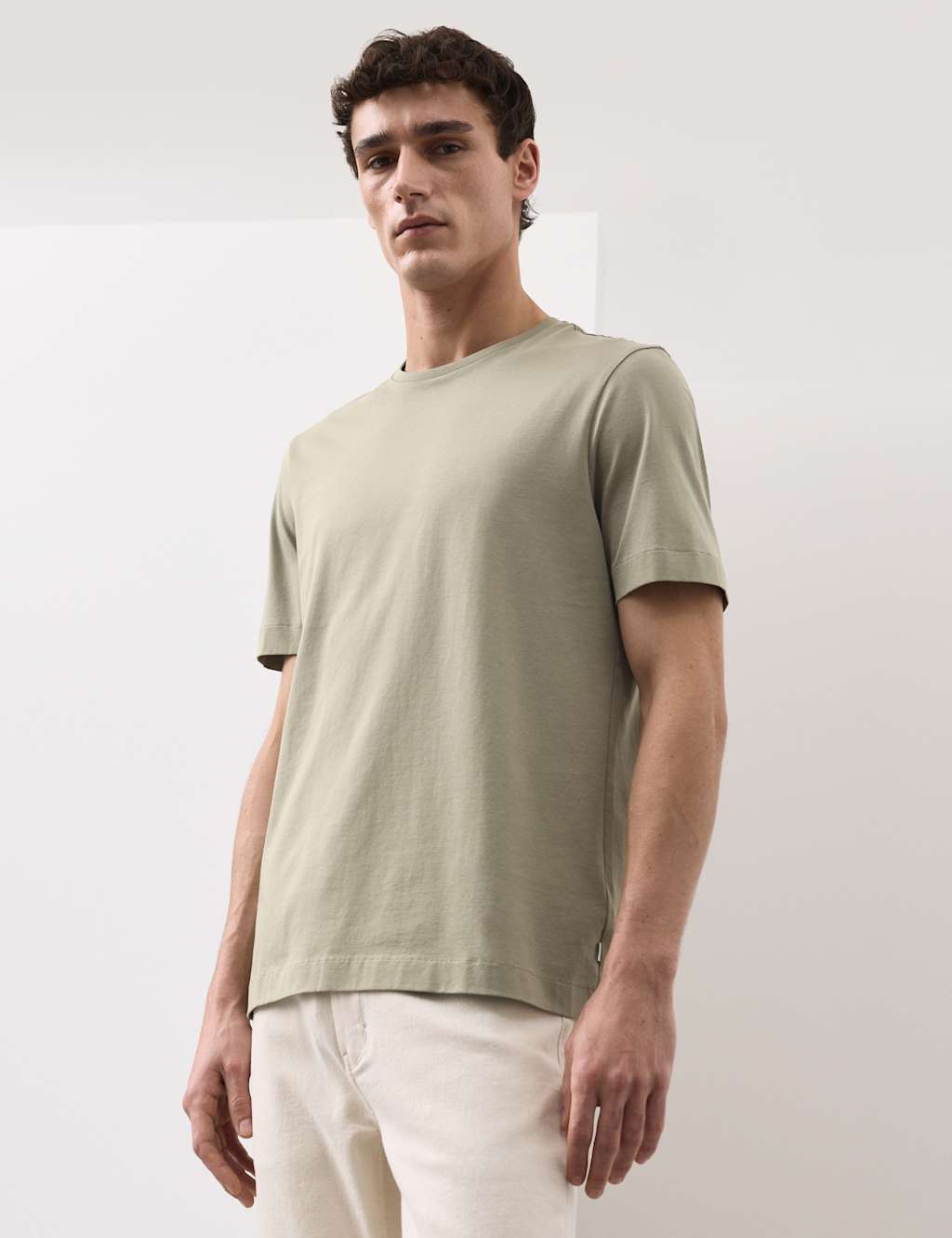 Autograph Men's Pure Supima Cotton Performance Crew Neck T-shirt - XS - Light Olive