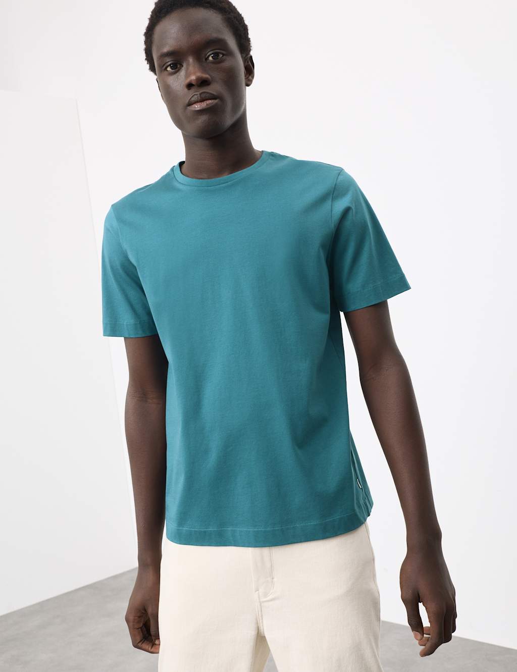 Autograph Men's Pure Supima Cotton Performance Crew Neck T-shirt - XS - Teal