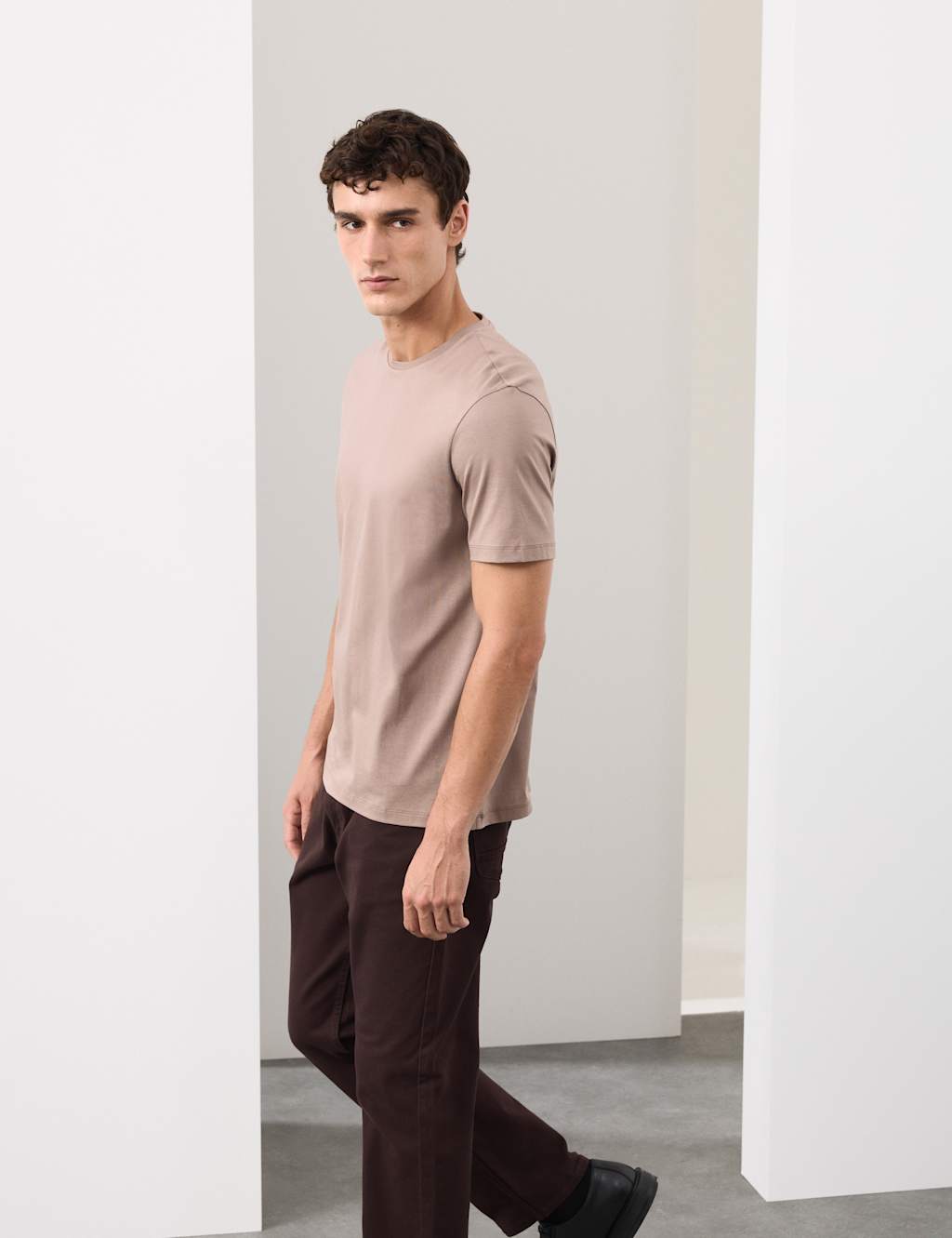 Autograph Pure Supima Cotton Performance Crew Neck T-shirt Cappuccino