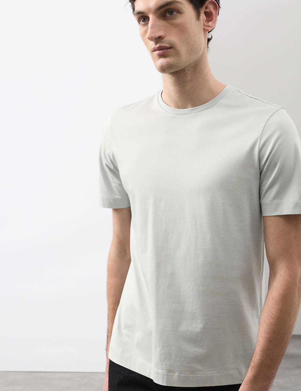 Autograph Men's Pure Supima Cotton Performance Crew Neck T-shirt - M - Silver