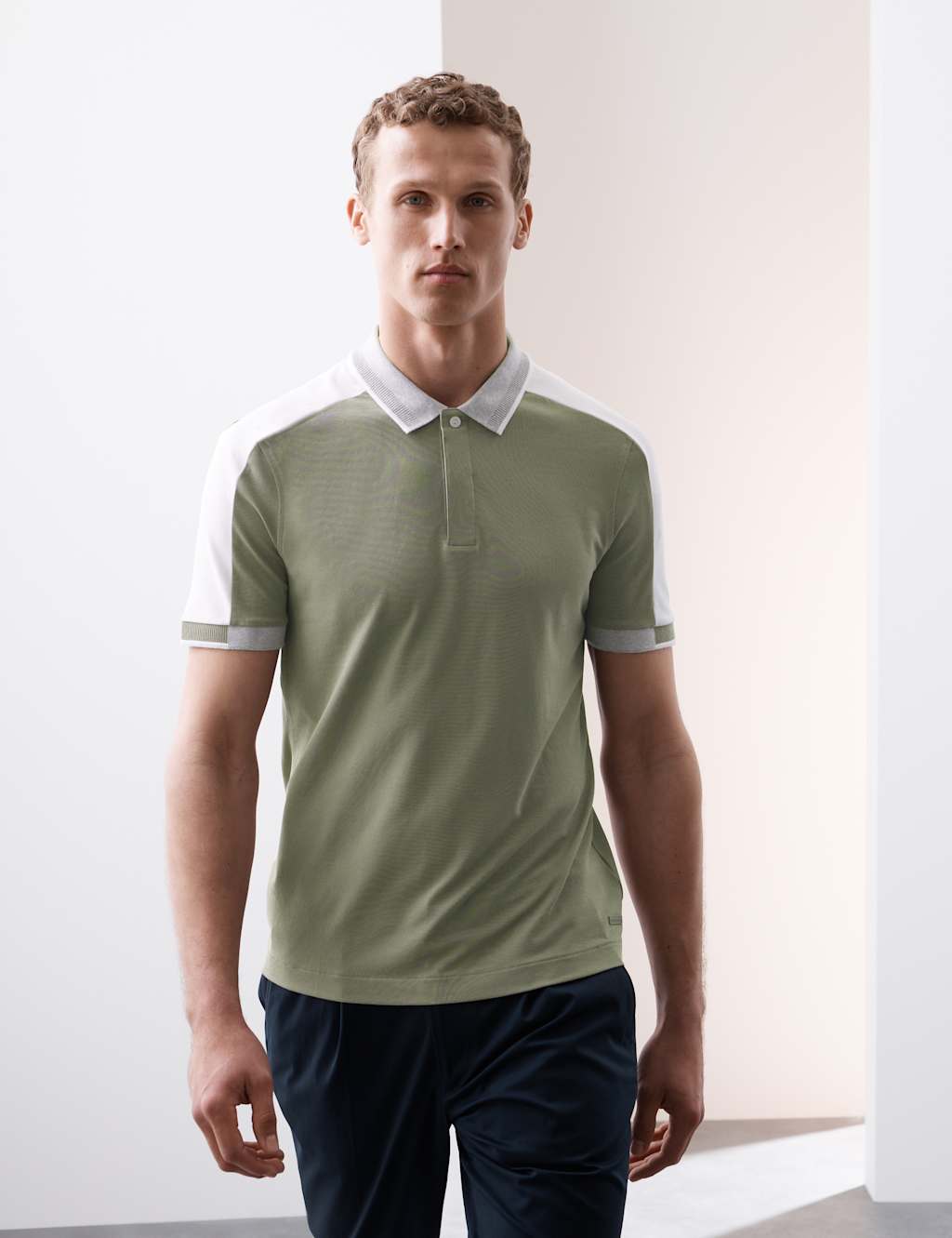 Cotton Blend Micro Pique Polo Shirt