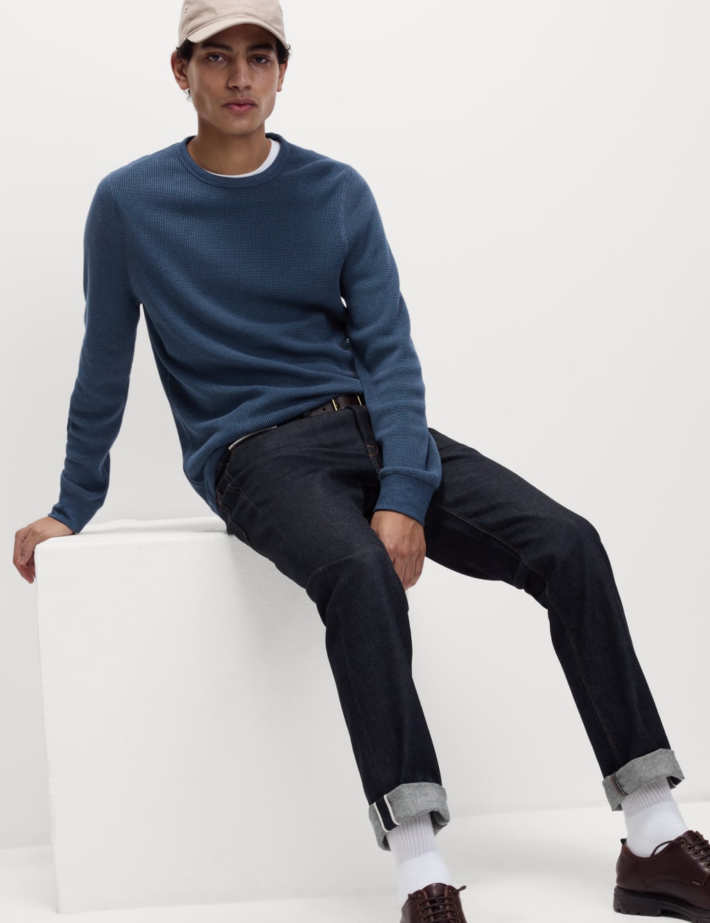 Pure Cotton 2-Tone Waffle Sweatshirt