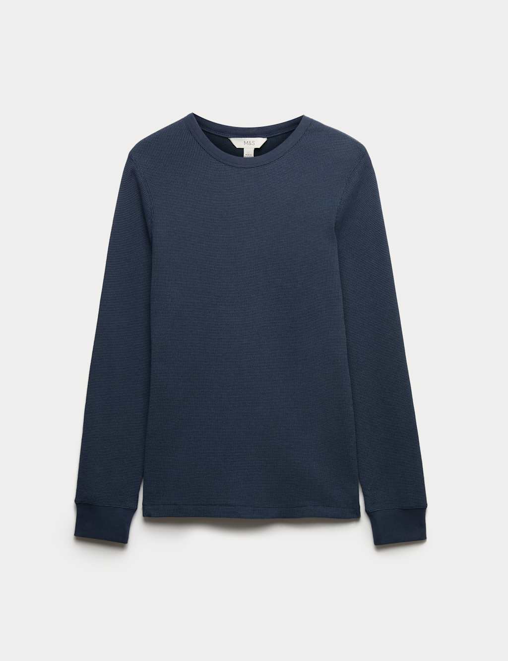 M&S Pure Cotton 2-Tone Waffle Sweatshirt Light Grey