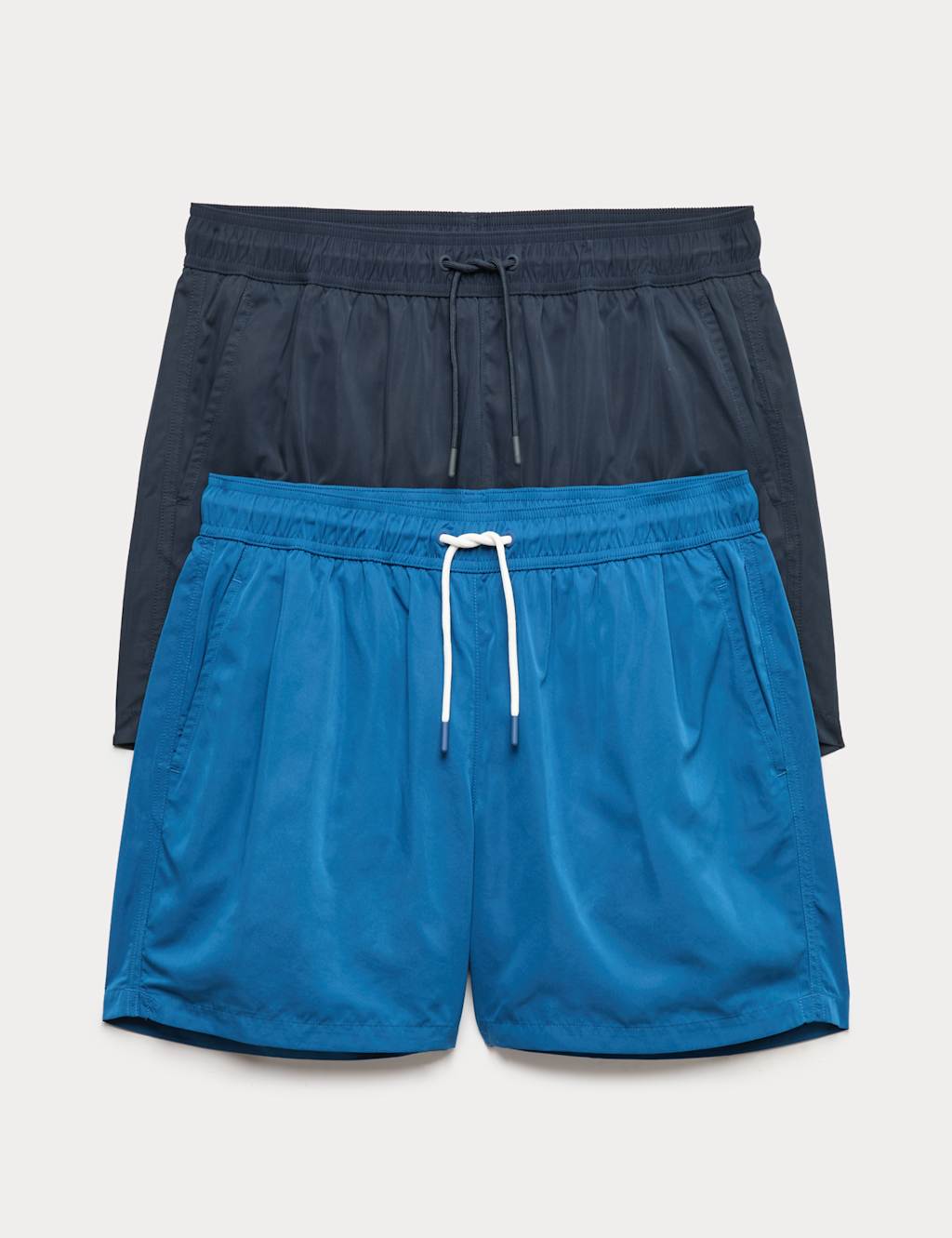 M&S Men's 2 Pack Quick Dry Swim Shorts - L - Blue Mix