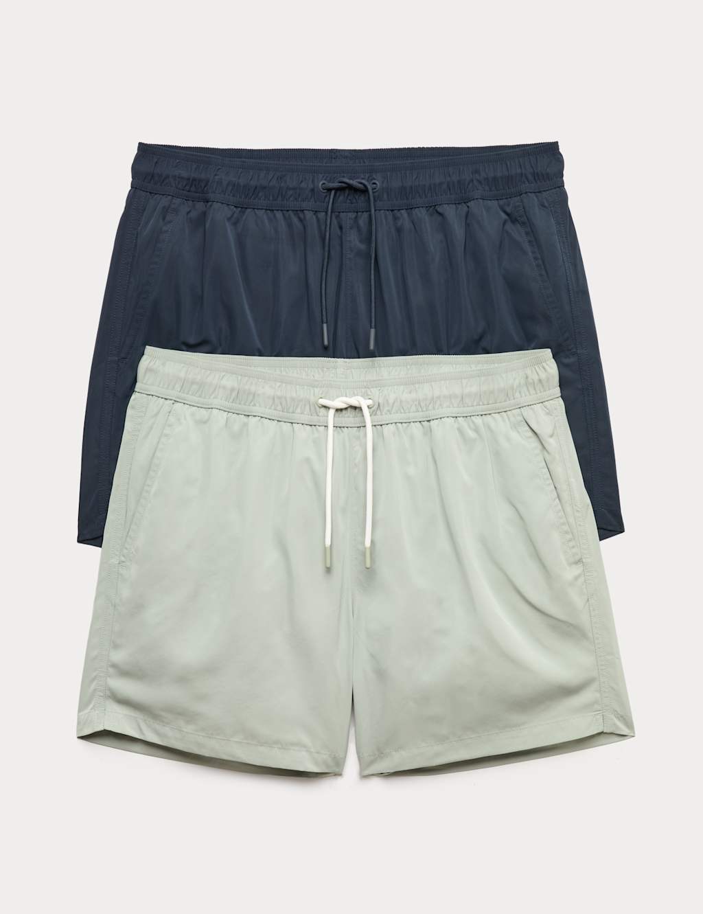 M&S Men's 2 Pack Quick Dry Swim Shorts - L - Green Mix