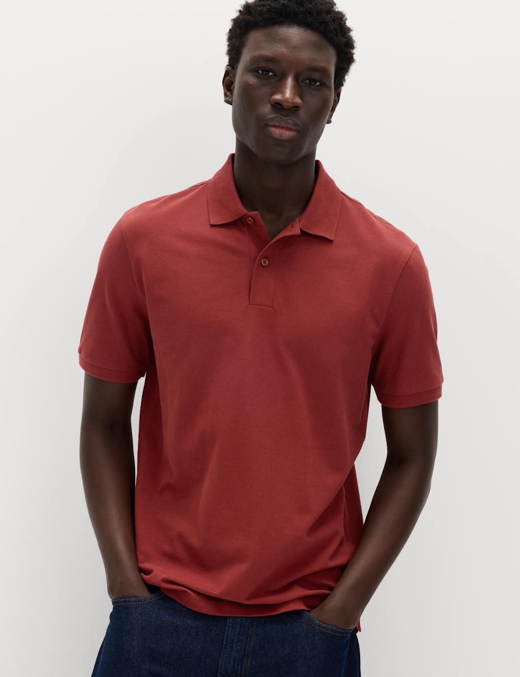 M&S Men's Ultimate Regular Fit Pique Polo Shirt - L - Paprika