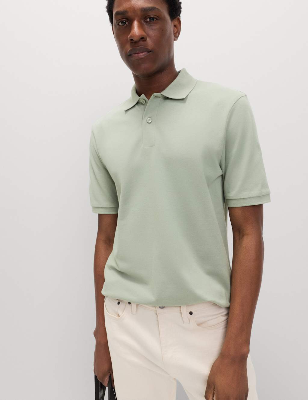 M&S Men's Ultimate Regular Fit Pique Polo Shirt - XL - Pistachio