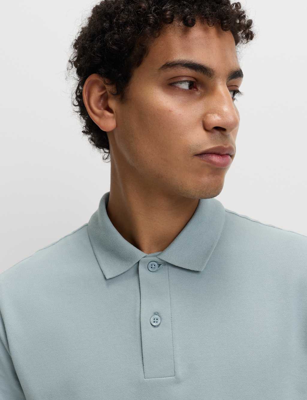 M&S Men's Ultimate Regular Fit Pique Polo Shirt - L - Soft Blue