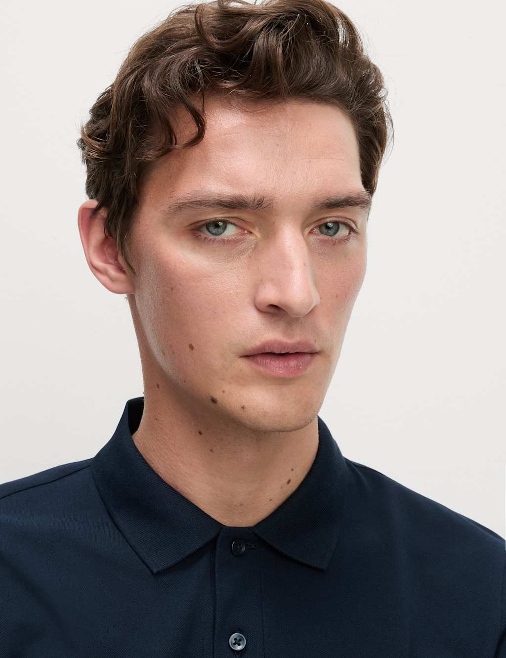 M&S Slim Fit Cotton Rich Pique Polo Shirt Dark Navy