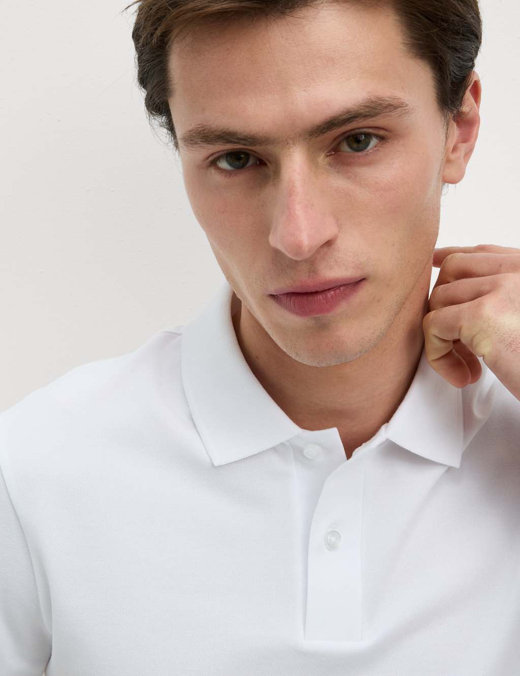 M&S Slim Fit Cotton Rich Pique Polo Shirt White