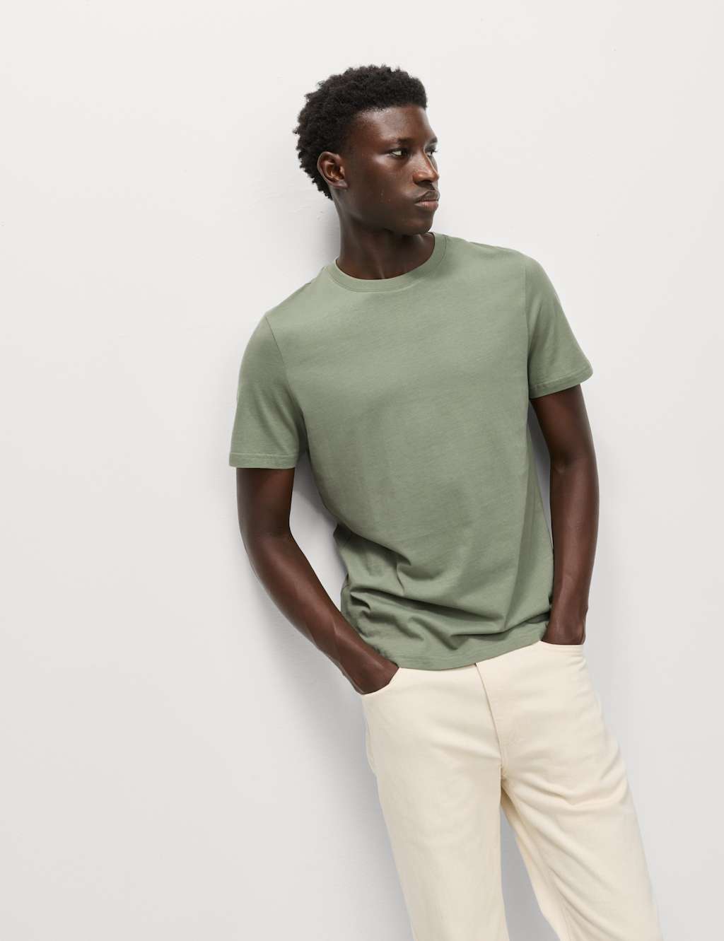 M&S Regular Fit Pure Cotton Crew Neck T-Shirt Onyx