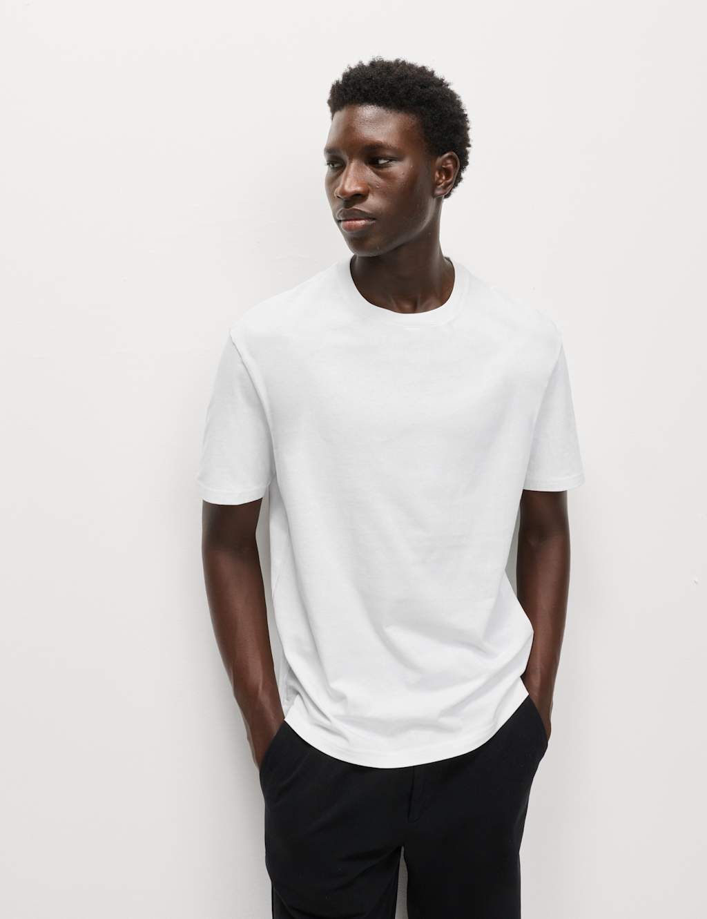 M&S Relaxed Fit Pure Cotton T shirt White
