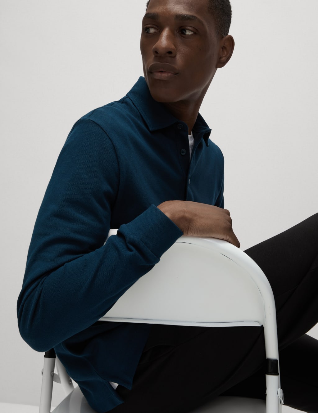 Marks and spencer men's long sleeve polo shirts sale