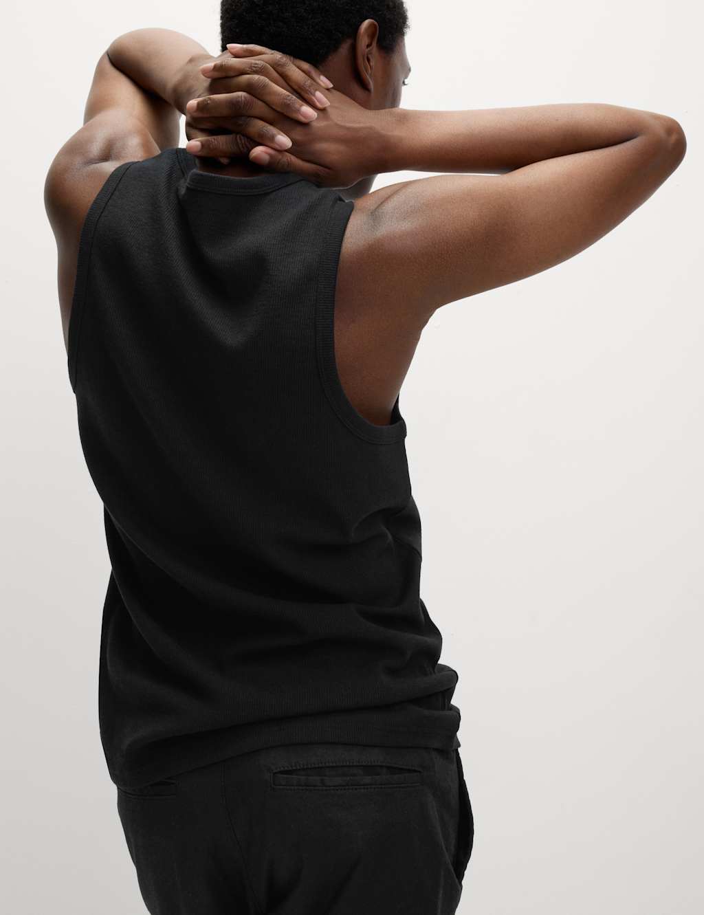 M&S Cotton Rich Ribbed Vest Black