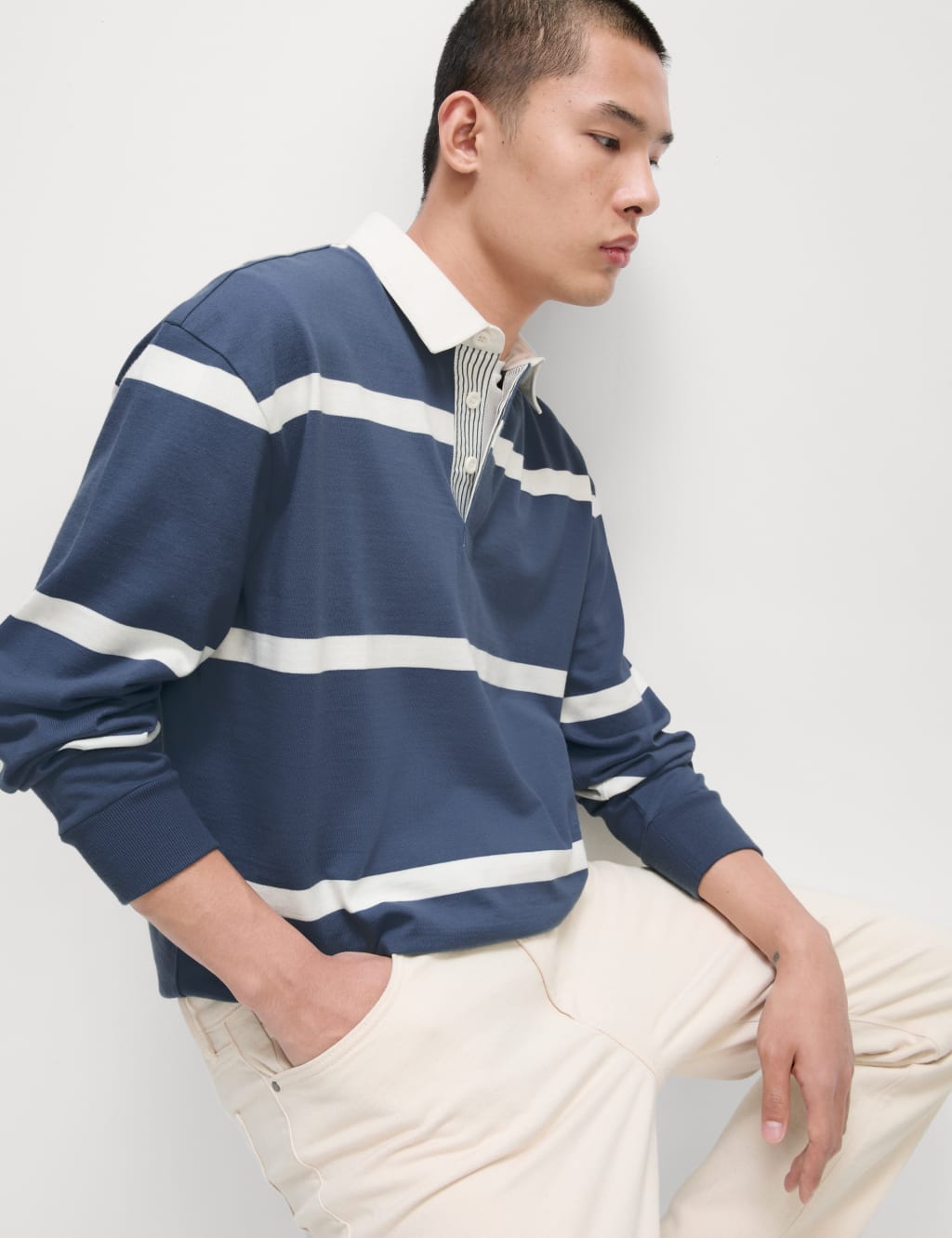 Pure Cotton Striped Rugby Shirt