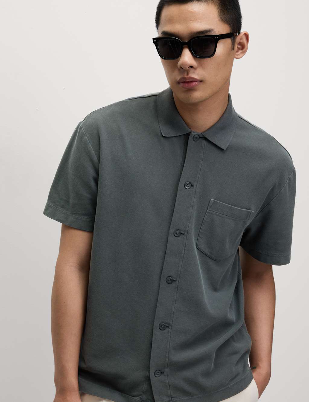 Relaxed Fit Pure Cotton Textured Polo Shirt
