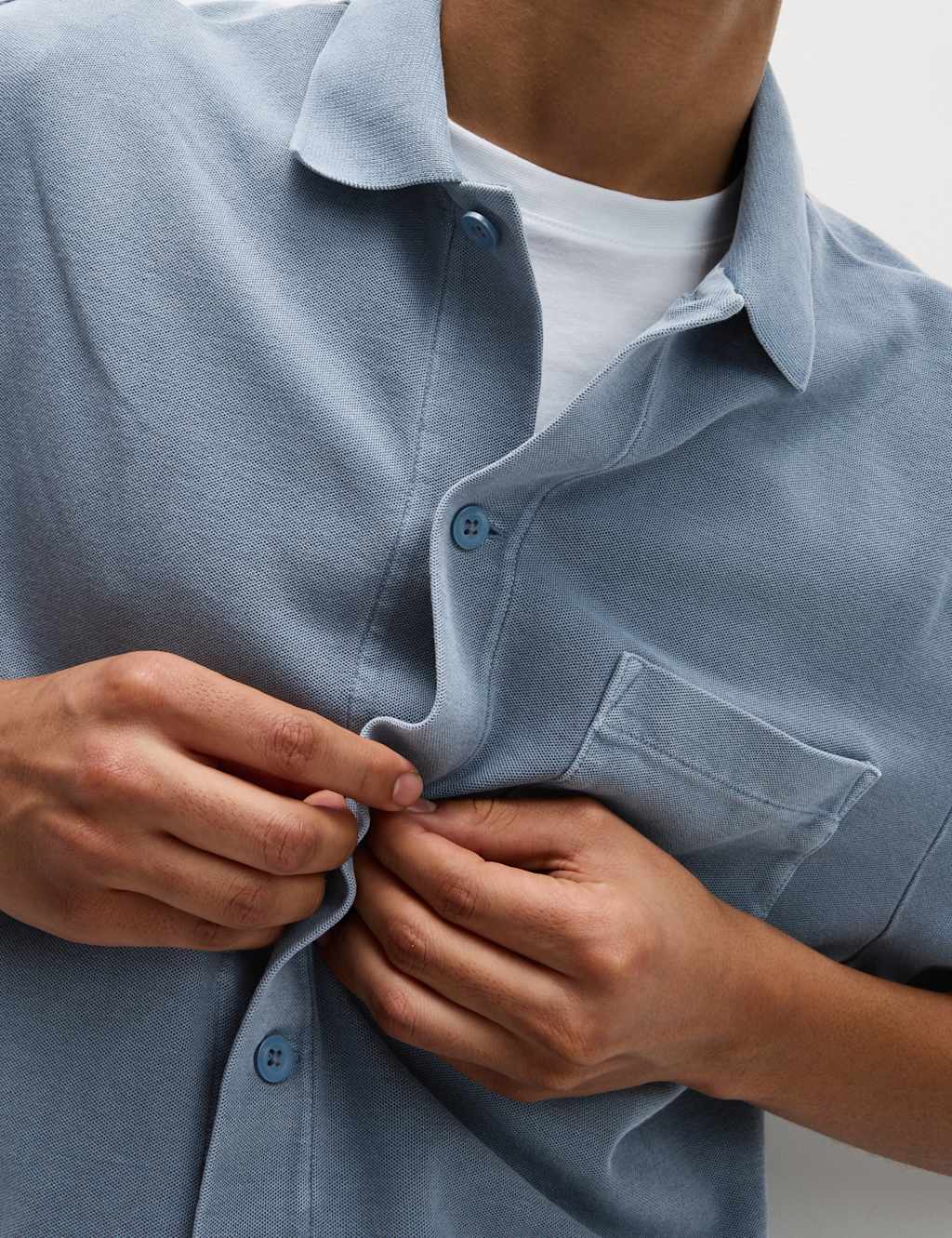 Relaxed Fit Pure Cotton Textured Polo Shirt