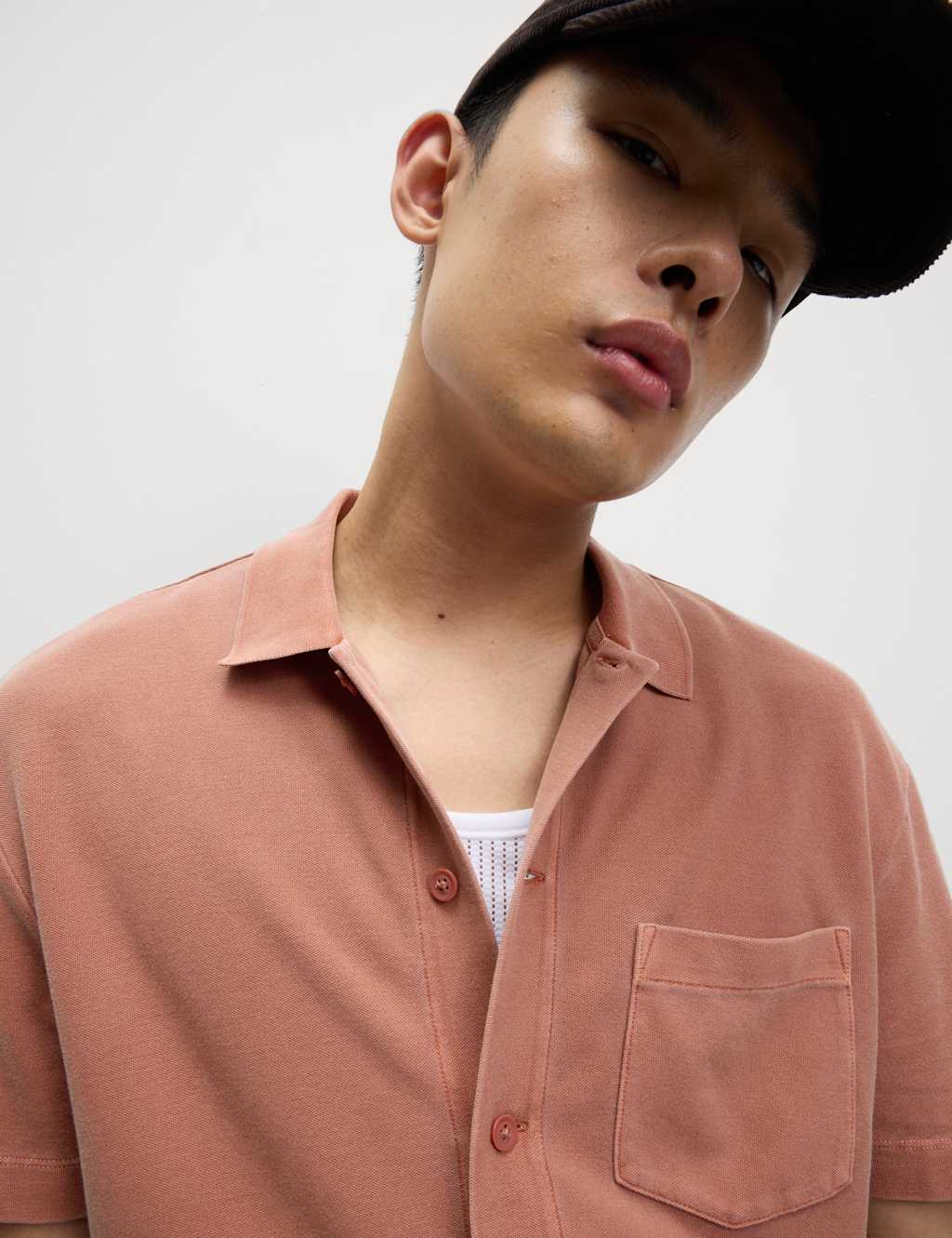 Relaxed Fit Pure Cotton Textured Polo Shirt