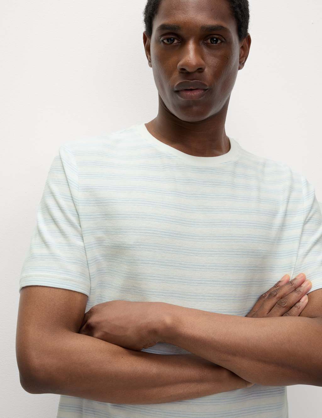 Cotton Linen Blend Striped T-Shirt