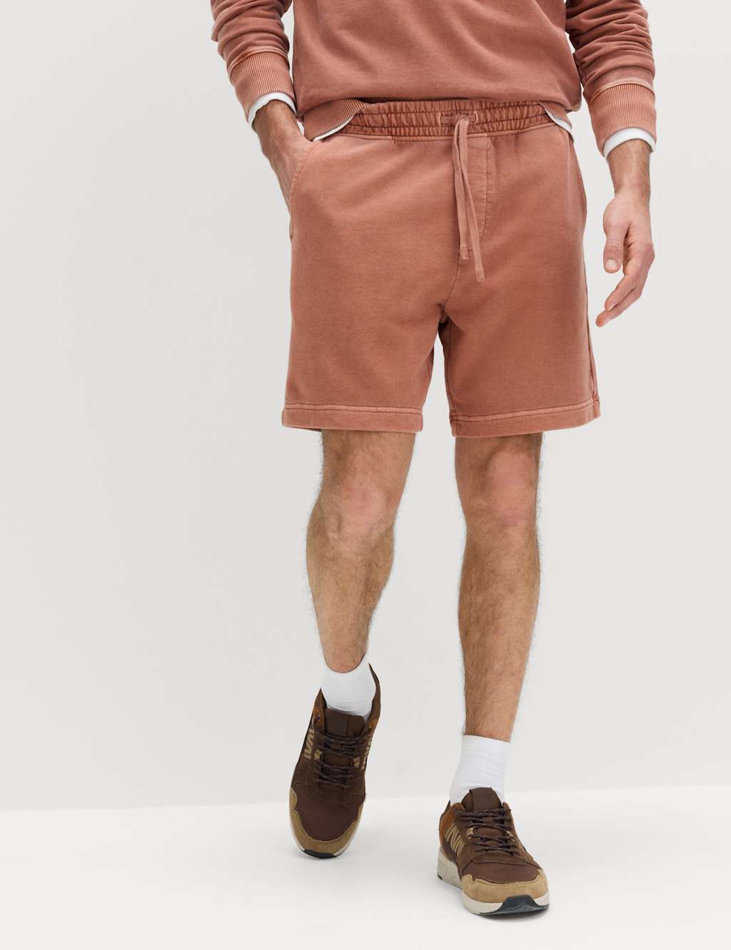 M&S Men's Relaxed Fit Pure Cotton Garment Dye Short - M - Rust