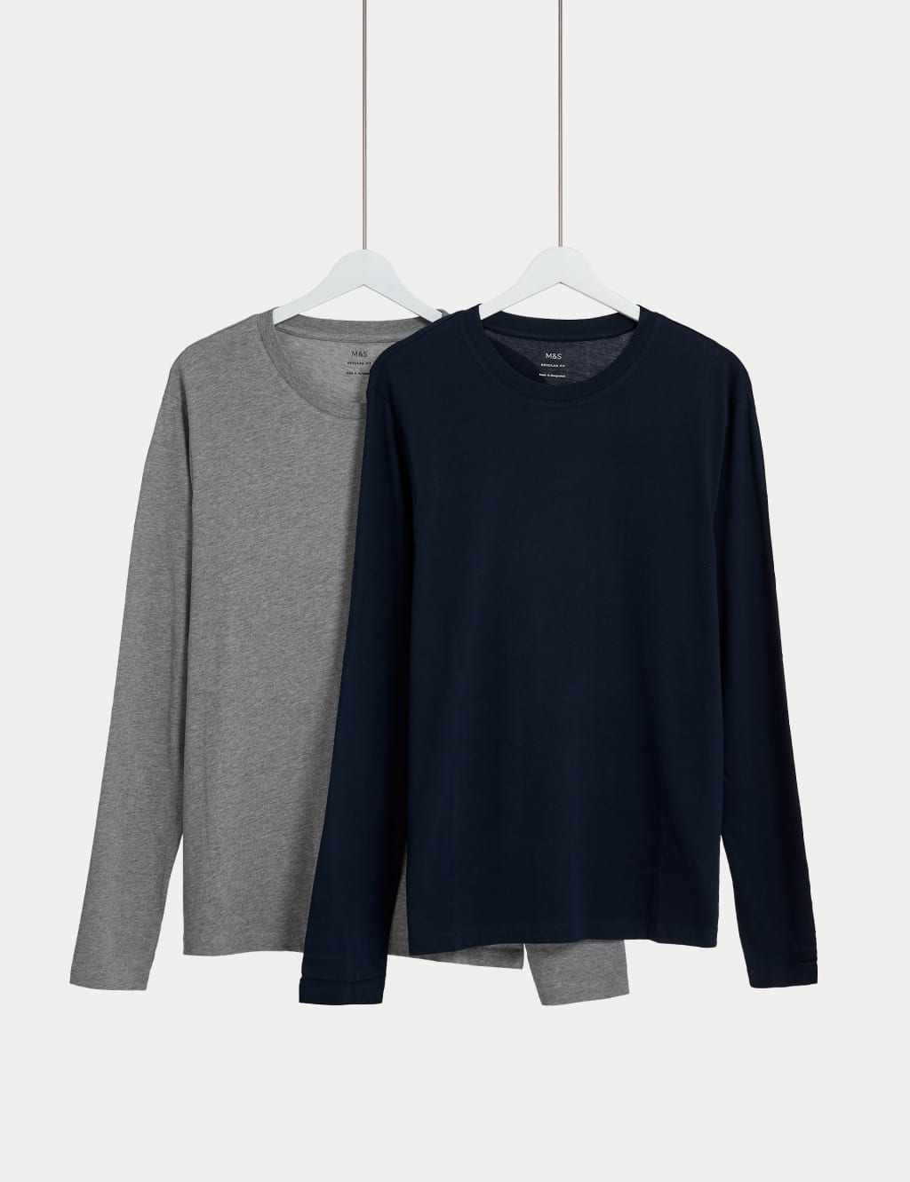 2pk Pure Cotton Long Sleeve T-Shirts