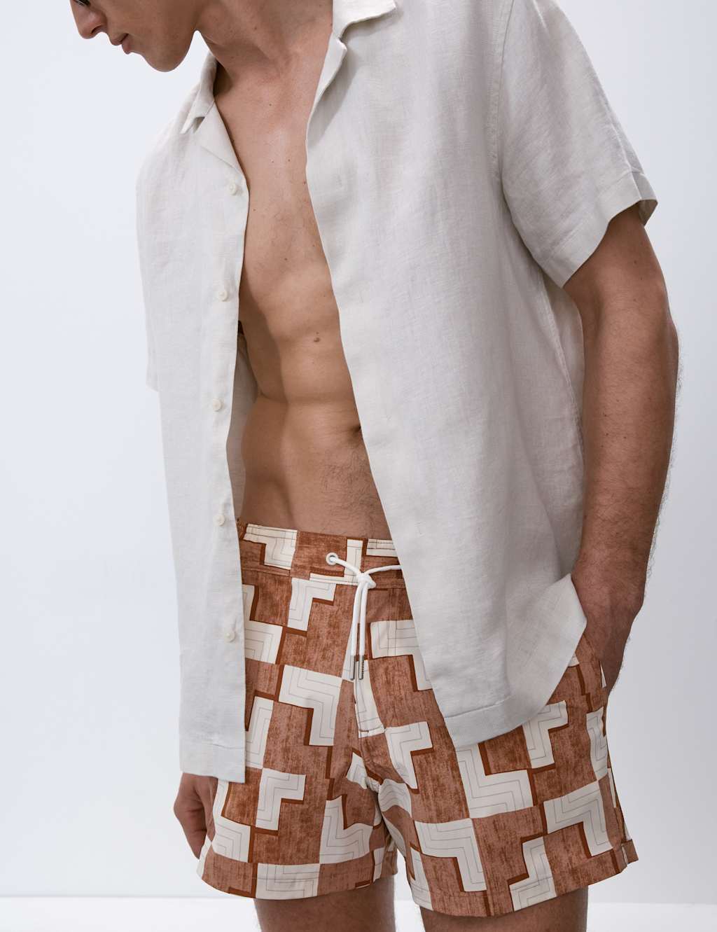 Quick Dry Geometric Print Swim Shorts