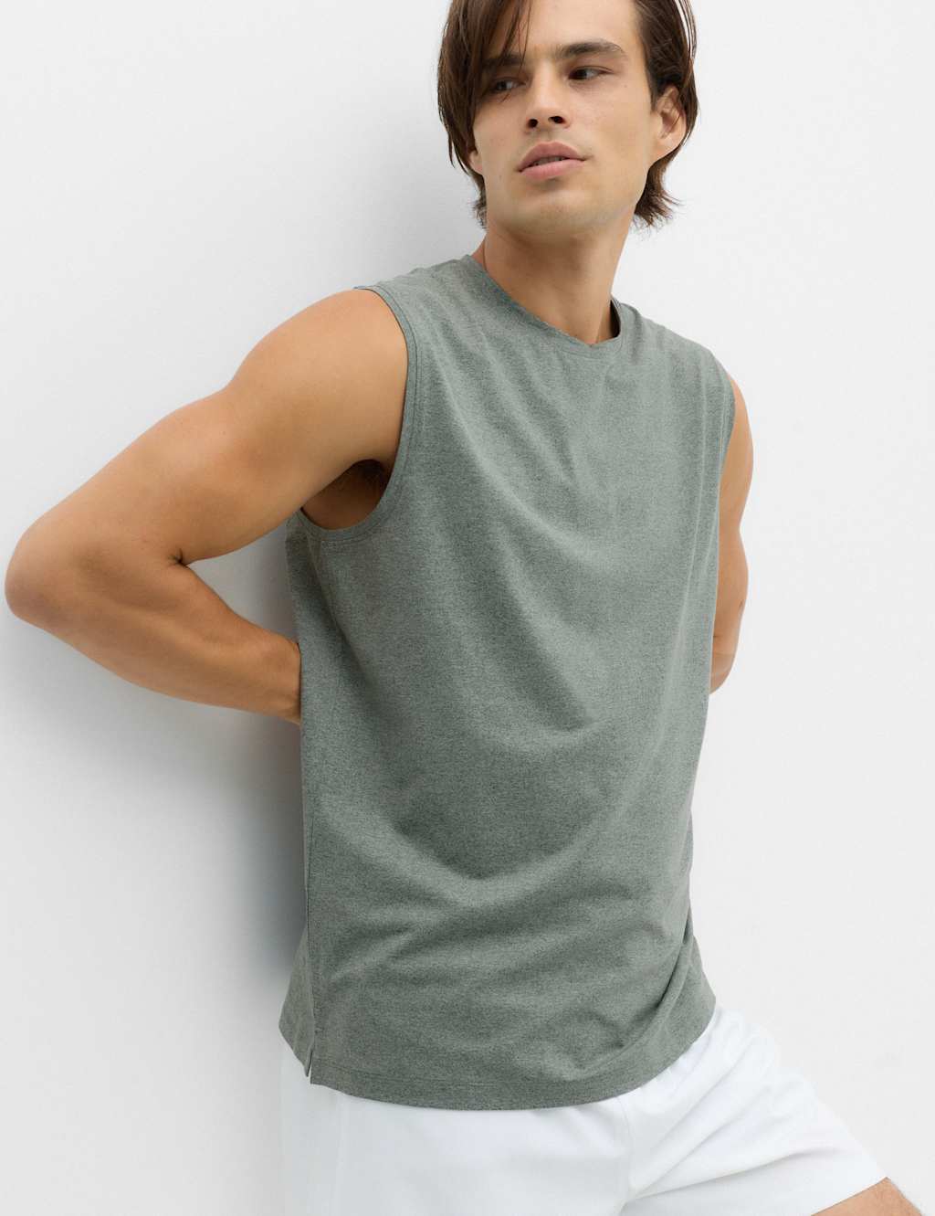 Goodmove Men's Supersoft Athleisure Tank Top - M - Dark Sage