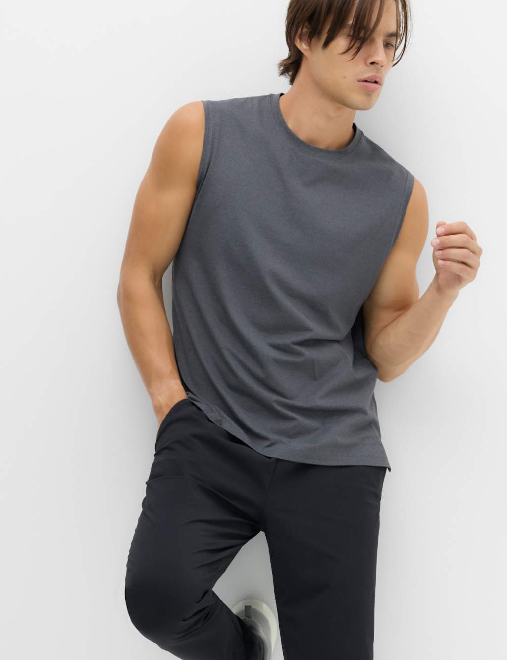 Goodmove Men's Supersoft Athleisure Tank Top - L - Black