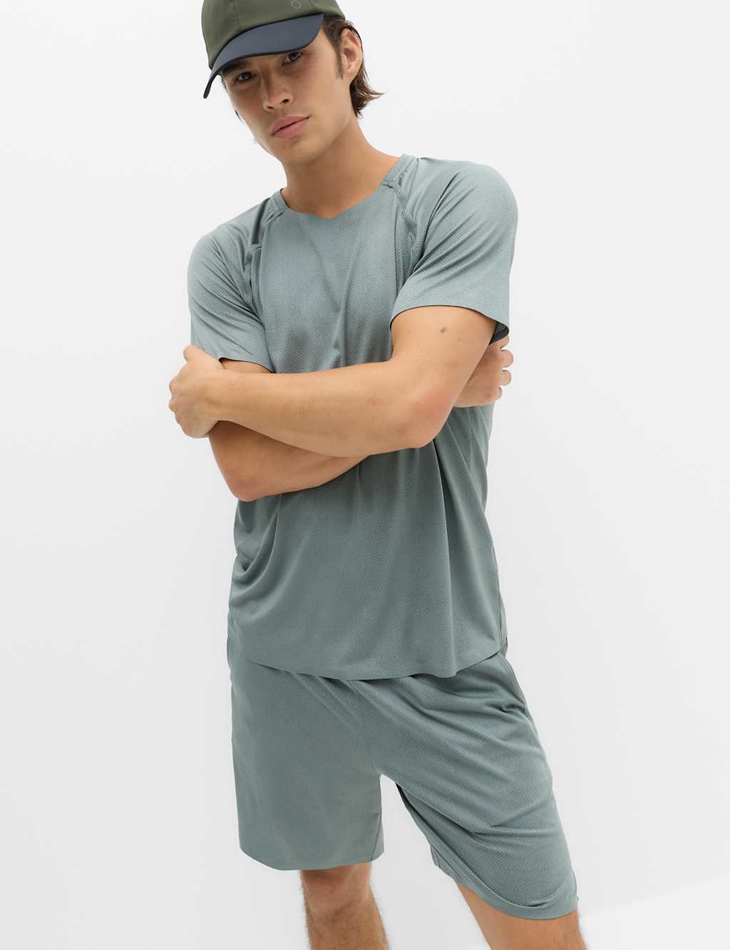 Goodmove Men's Jacquard Cloud 7" Elasticated Waist Sports Shorts - M - Dark Sage