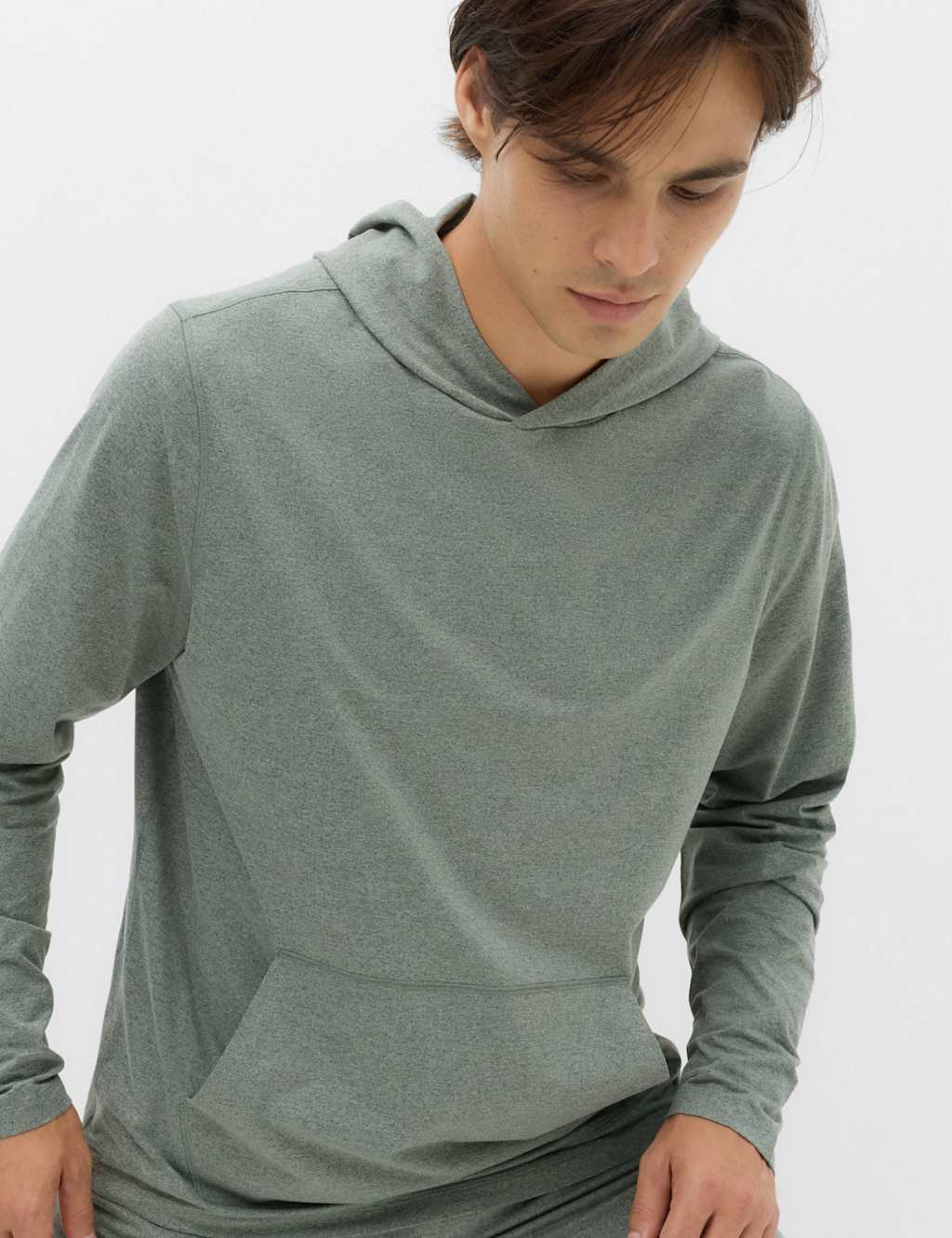 Goodmove Men's Super Soft Athleisure Overhead Hoodie - M - Dark Sage