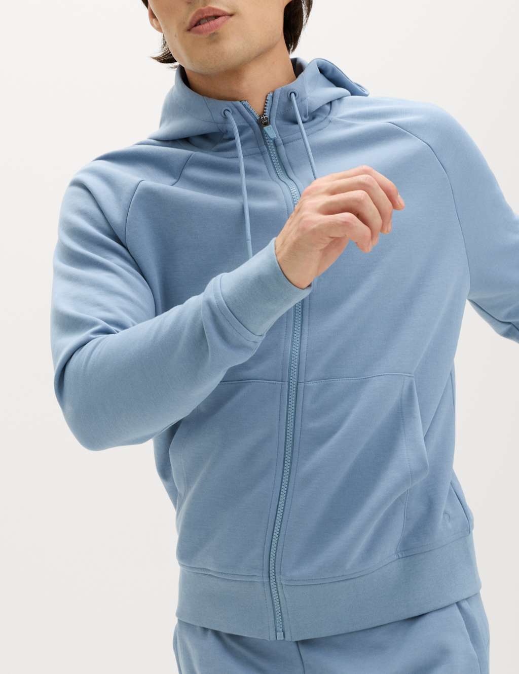 Goodmove Men's Performance Jersey Zip through Hooded Jacket - M - Medium Blue