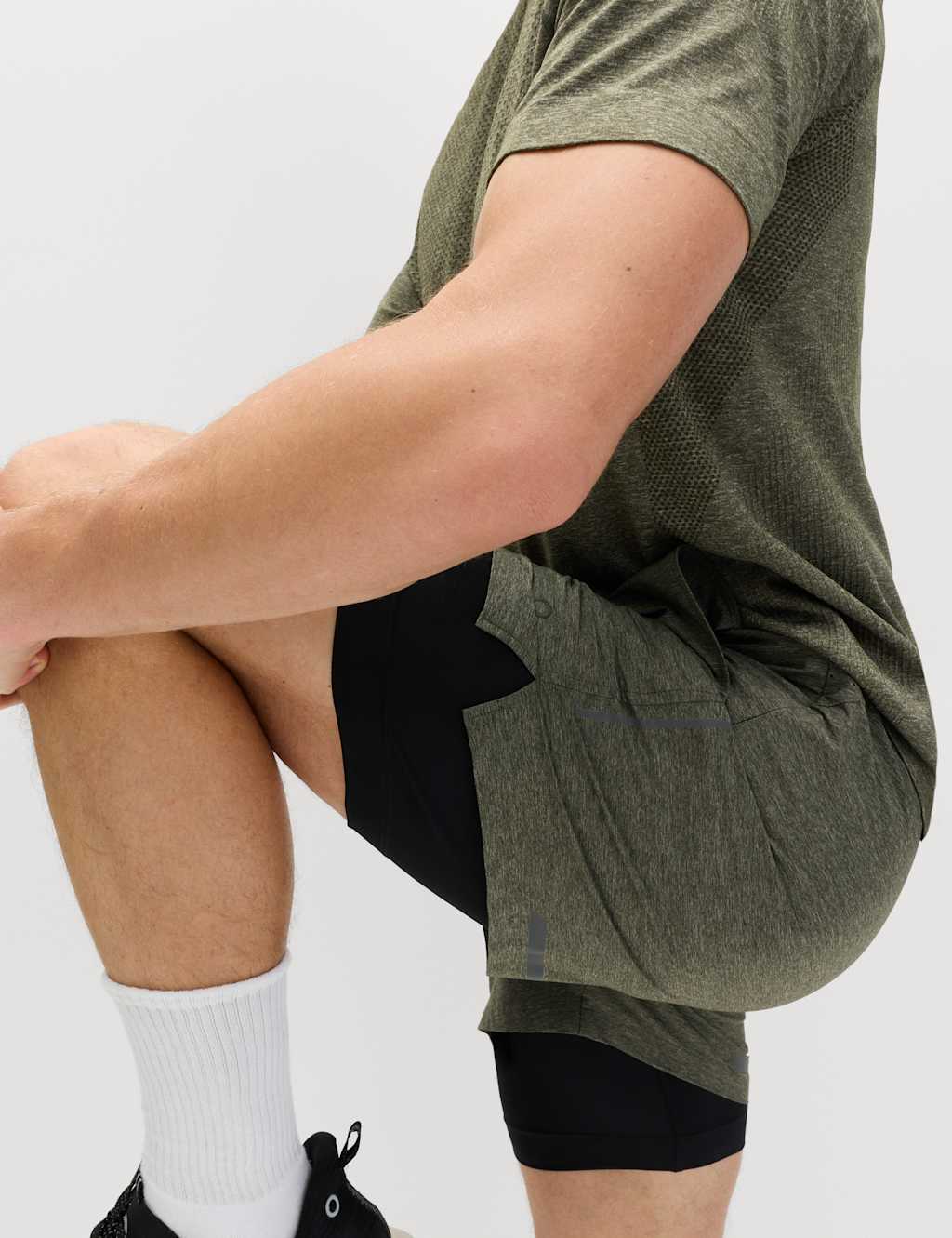 Goodmove Double Layered 5 inch Sports Shorts Dark Khaki