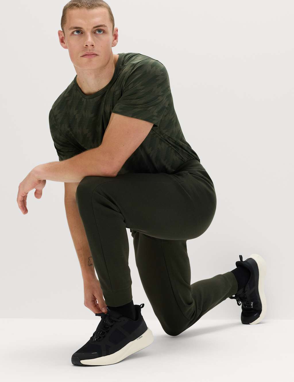 Goodmove Performance Jersey Joggers Dark Khaki