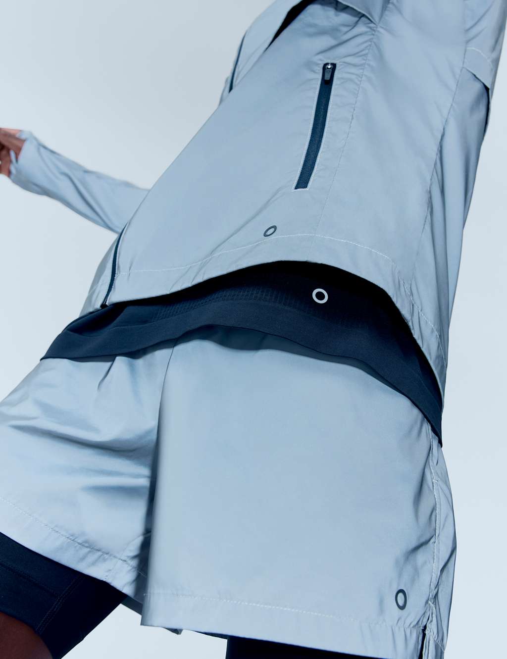 Goodmove Reflective Two Layer Sport Shorts Silver