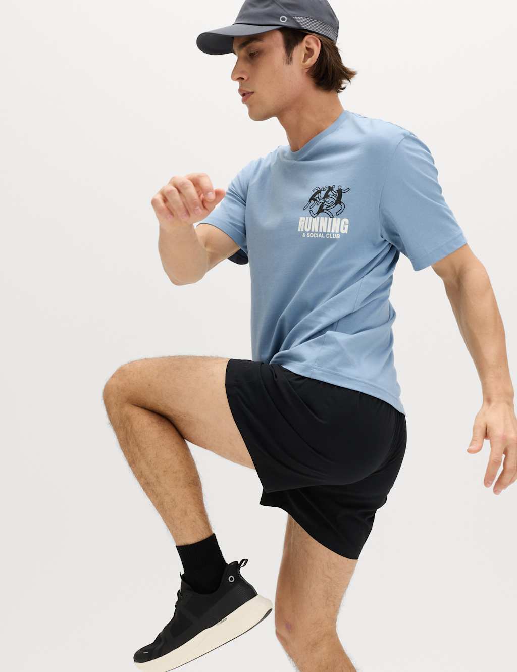 Goodmove Men's Pure Cotton Running Club Graphic T-Shirt - 2XL - Medium Blue