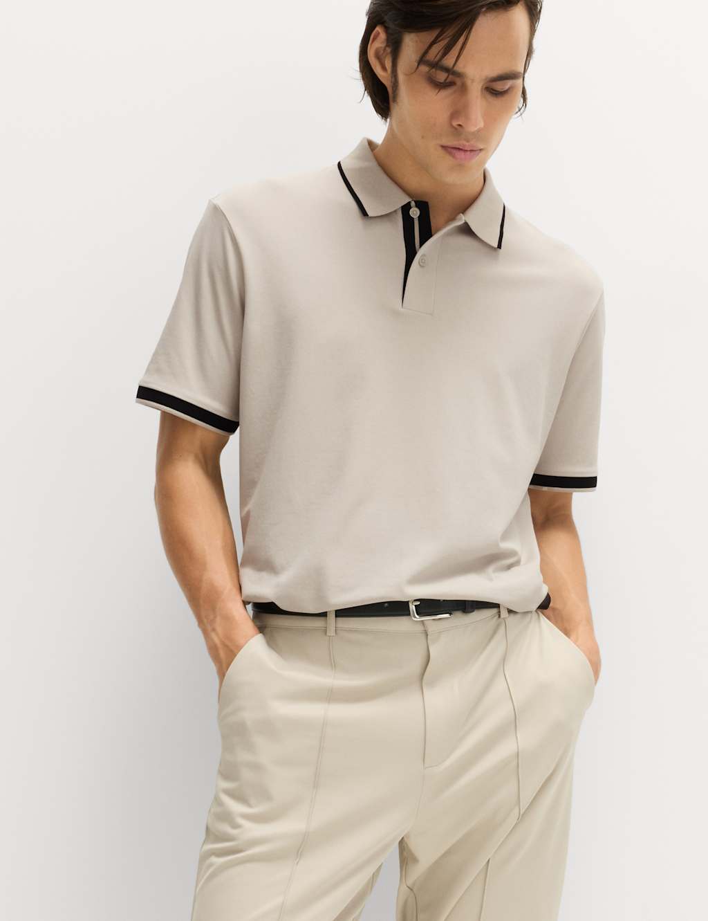Goodmove Men's Cotton Rich Pique Club Sports Polo Shirt - L - Medium Beige